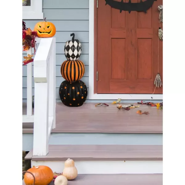 Haunted Hill Farm 36 in. Indoor/Outdoor Lighted Stacked Pumpkin Trio