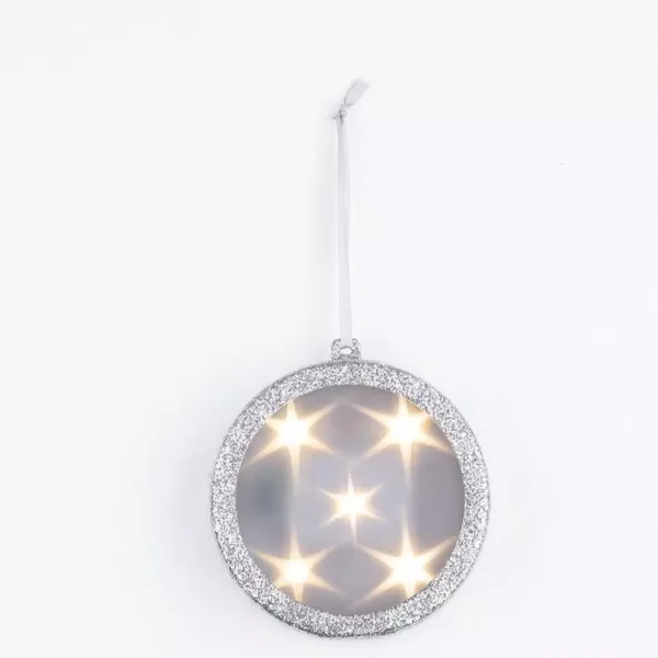 Haute Decor 4 in. Silver Lighted Holographic Ornament (1-Pack)