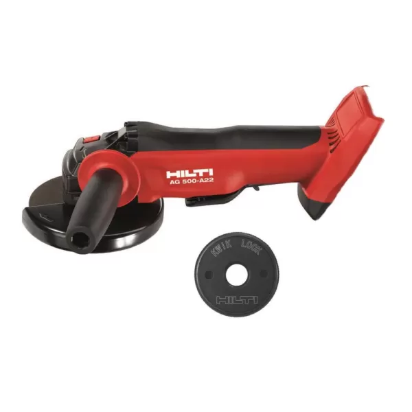 Hilti 22-Volt Cordless, Brushless 5 in. Angle Grinder AG 500 A22 with Kwik Lock