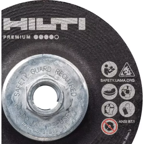 Hilti 7 in. x 1/4 in. x 5/8 in. 11 AG-D SP Type 27 with Hub Premium Zirconium Grinding Disc (10-Pack)