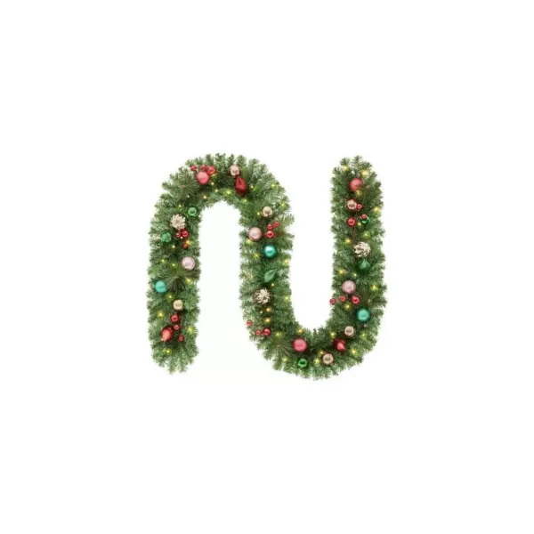 Home Accents Holiday 9 ft. Fantasleigh Battery Operated Pre-Lit LED Artificial Christmas Garland