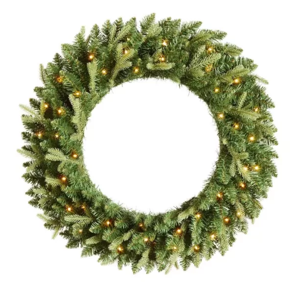 Home Accents Holiday 30 in. Mayfield Prelit LED Artificial Christmas Wreath With 35 Warm White Micro Dot Light