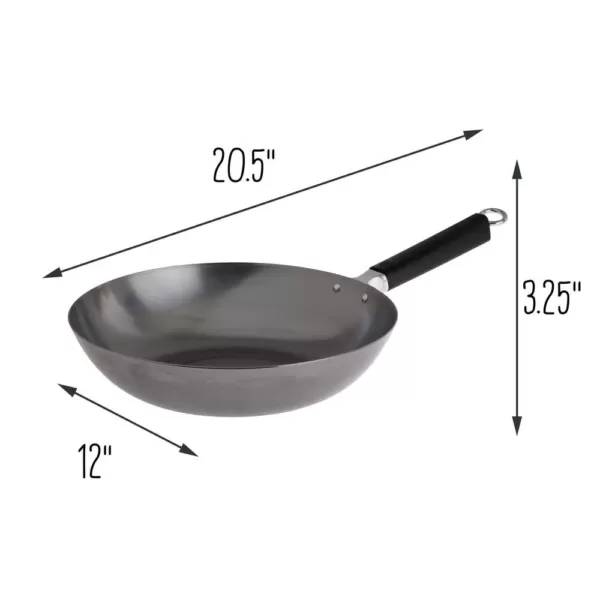 Honey-Can-Do Joyce Chen 12 in. Silver Carbon Steel Stir Fry Pan with Ergonomic Handle