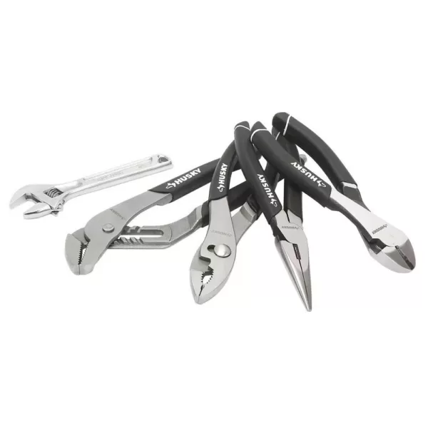 Husky 7 in. Diagonal Pliers, 8 in. Nose Pliers, 8 in. Slip Joint Pliers, 10 in. Groove Joint Pliers