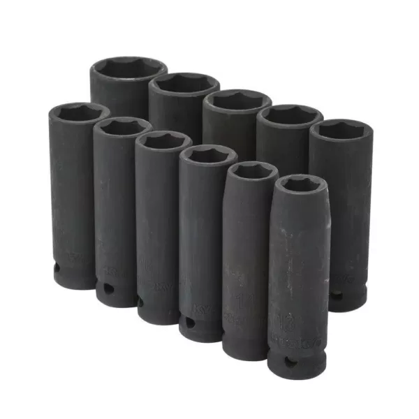 Husky 1/2 in. Drive Deep Metric Impact Socket Set (11-Piece)