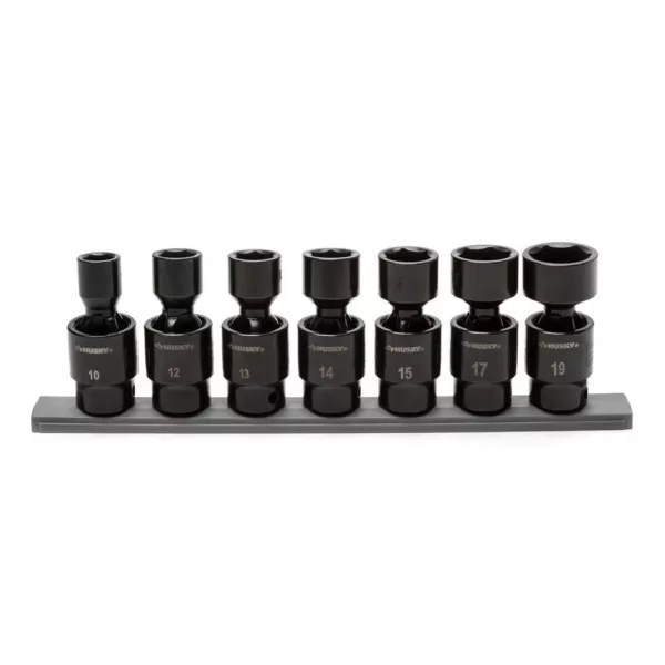 Husky 3/8 in. Drive Metric Pinless Universal Impact Socket Set (7-Piece)