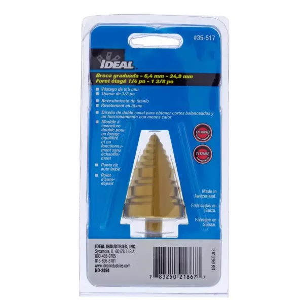 Ideal Step Drill Bit, 1/4 in. - 1 3/8 in.