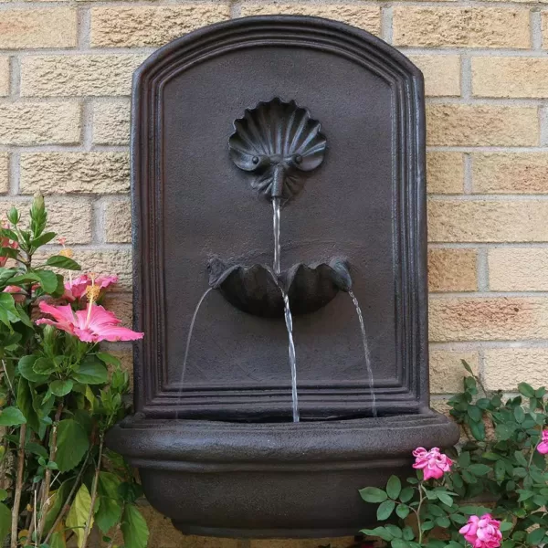 Sunnydaze Decor Seaside Resin Iron Solar Outdoor Wall Fountain