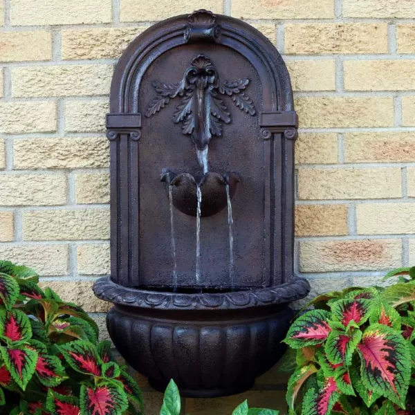 Sunnydaze Decor Florence Resin Iron Solar Outdoor Wall Fountain