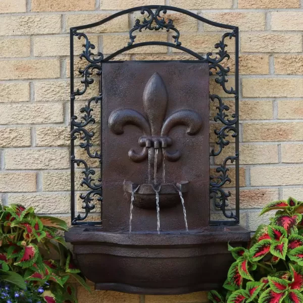 Sunnydaze Decor French Lily Electric Powered Outdoor Wall Fountain in Iron