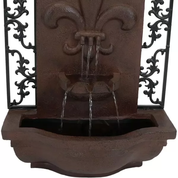 Sunnydaze Decor French Lily Resin Iron Solar Outdoor Wall Fountain