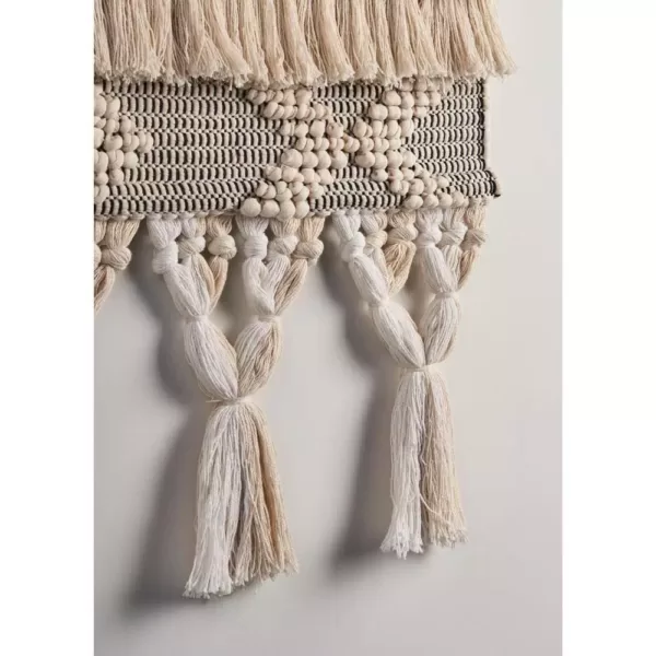 LR Home Fringed Bohemian Neutral Ivory / Natural Tasseled Wall Tapestry