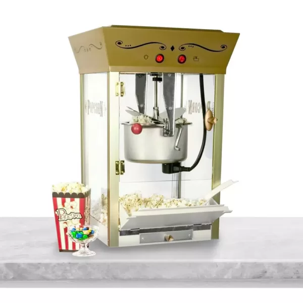 Nostalgia 600 W 8 oz. Ivory Popcorn Machine with Cart and Snack Dispenser