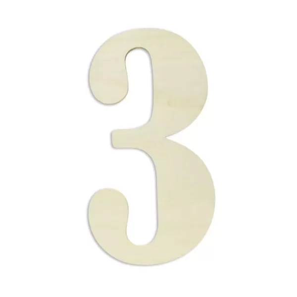 Jeff McWilliams Designs 18 in. Oversized Unfinished Wood Number "3"