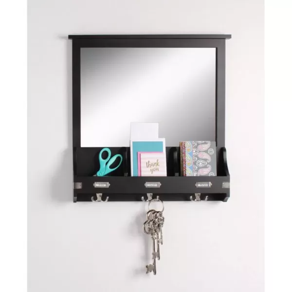 Kate and Laurel Stallard Black Multi Function Mirror Memo Board