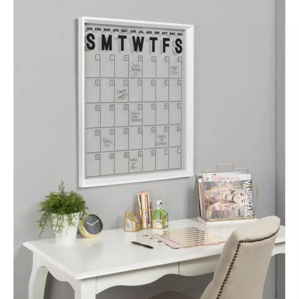 Kate and Laurel Calter White Acrylic Monthly Calendar Memo Board