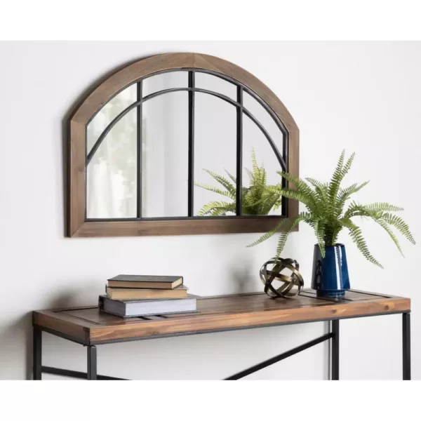 Kate and Laurel Medium Arch Rustic Brown American Colonial Mirror (24 in. H x 36 in. W)