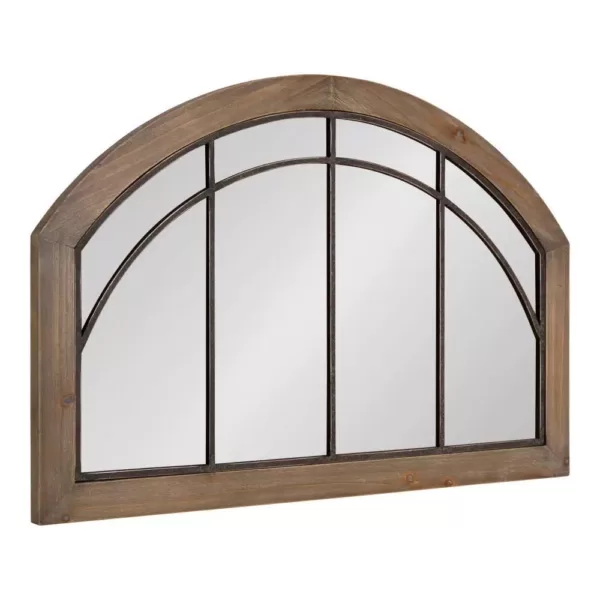 Kate and Laurel Medium Arch Rustic Brown American Colonial Mirror (24 in. H x 36 in. W)