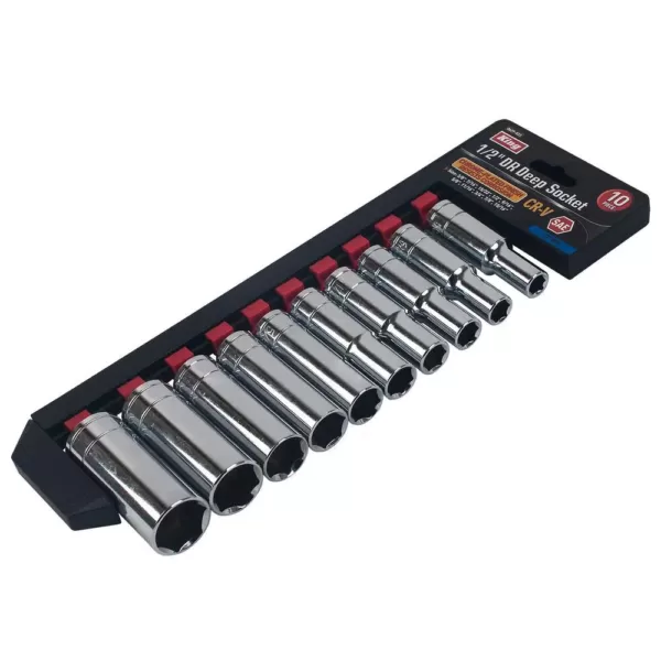 KING 1/2 in. Drive Standard Deep Socket Set (10-Piece)