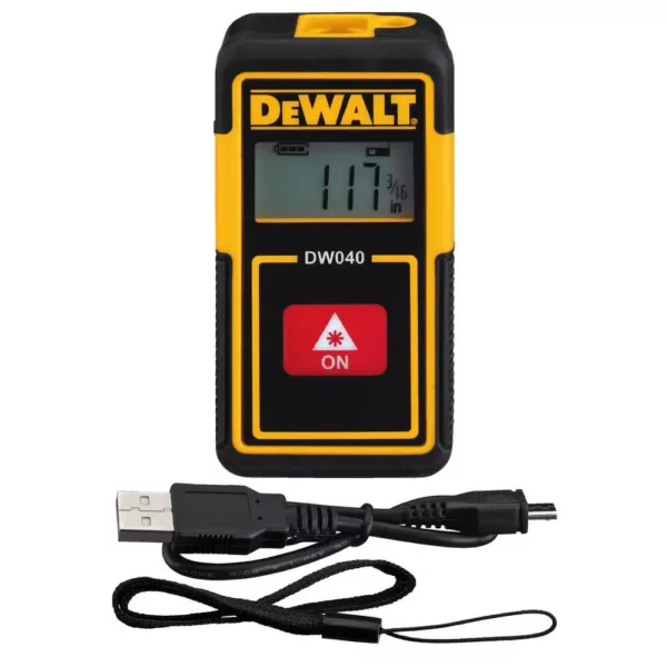 DEWALT 40 ft. Lithium-Ion Rechargeable Pocket Laser Distance Measurer and 25 ft. x 1-1/8 in. Tape Measure