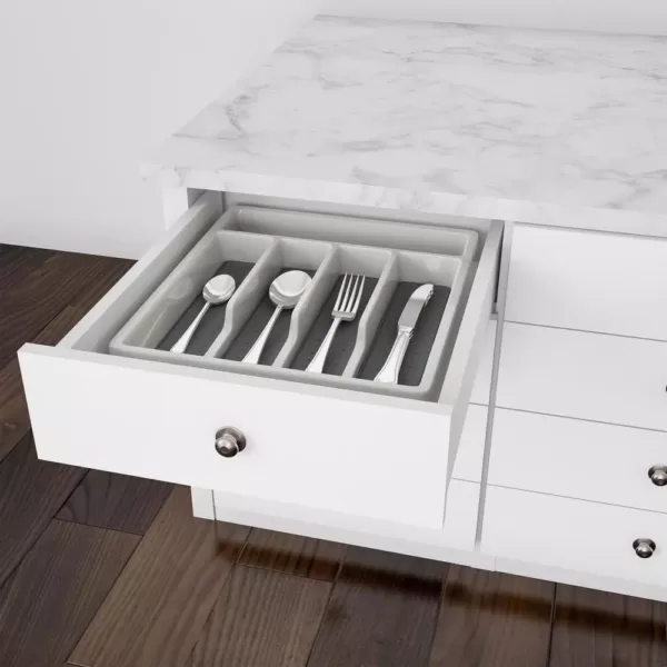 Lavish Home Silverware White 5-Compartment Drawer Organizer