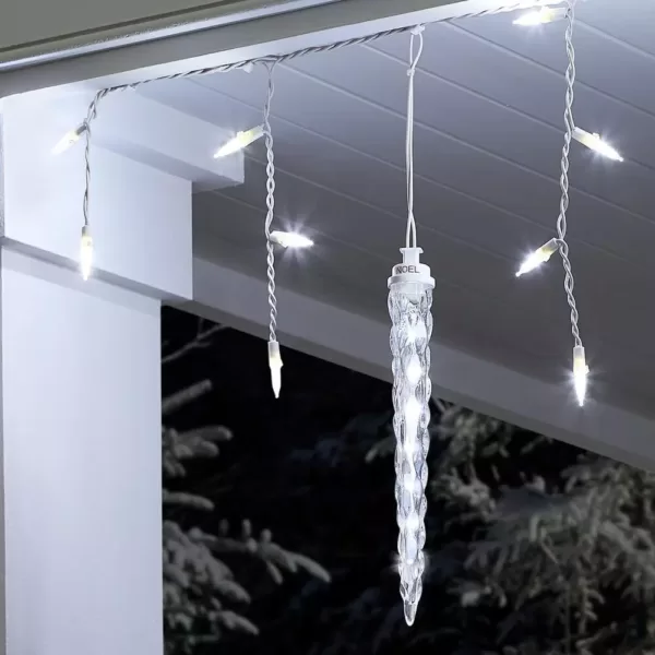 LightShow 75-Light White Shooting Star Icicle LED String Light with Cascading Lights