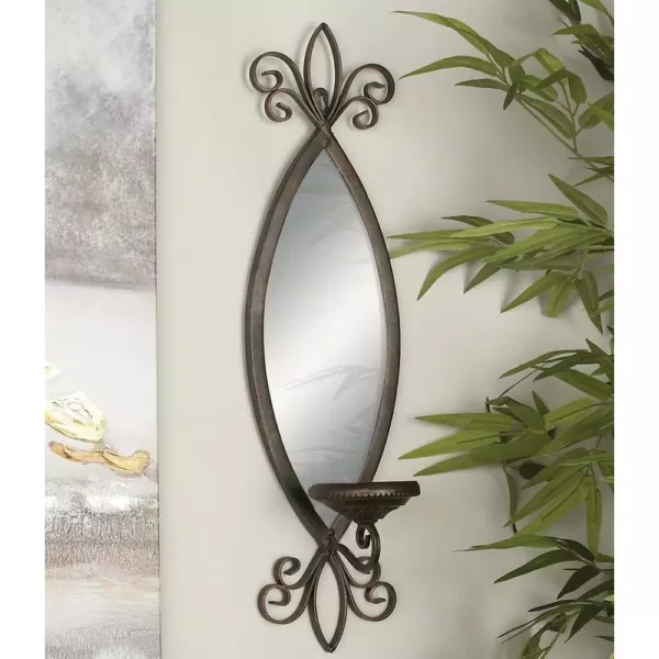 LITTON LANE 25 in. New Traditional Wall Candle Sconce with Elliptical Mirror