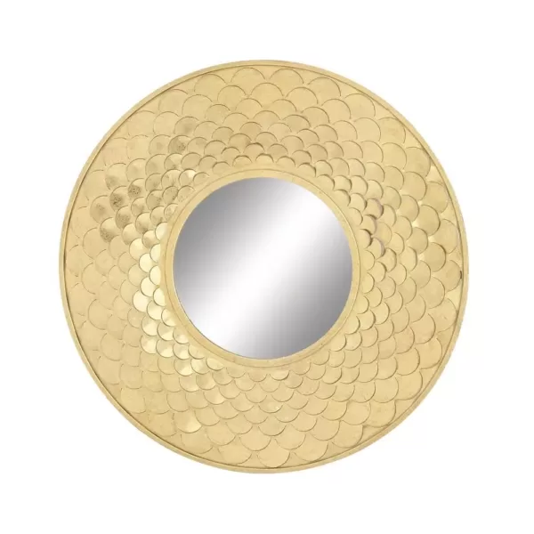 LITTON LANE Medium Round Gold Contemporary Mirror (32 in. H x 32 in. W)