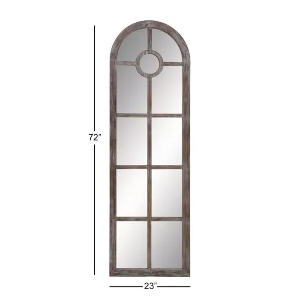 LITTON LANE Oversized Arch Distressed Brown Mirror (72 in. H x 23 in. W)