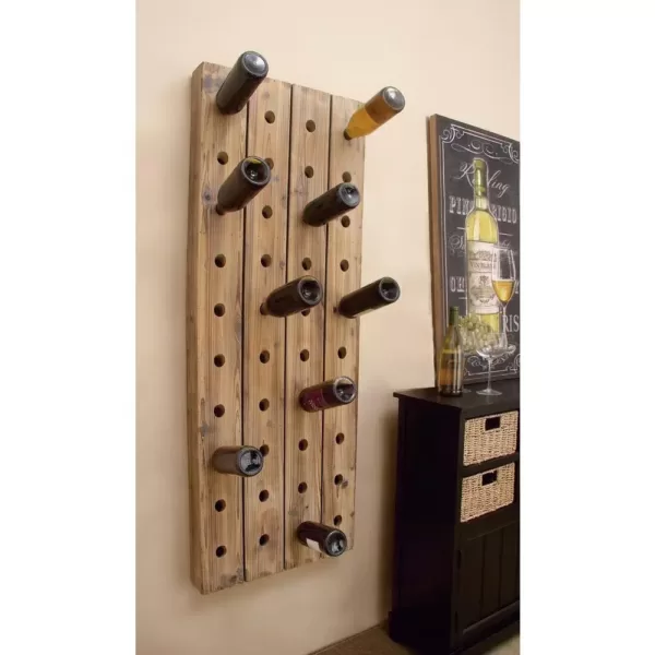 LITTON LANE Pegboard 40-Bottle Wine Rack in Exposed Mahogany Finish