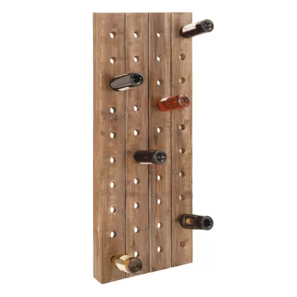 LITTON LANE Pegboard 40-Bottle Wine Rack in Exposed Mahogany Finish