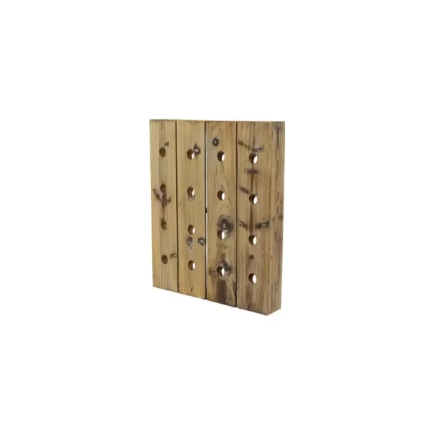 LITTON LANE 25 in. x 21 in. 16-Bottle Pegboard Rustic Reclaimed Wood Hanging Wine Rack