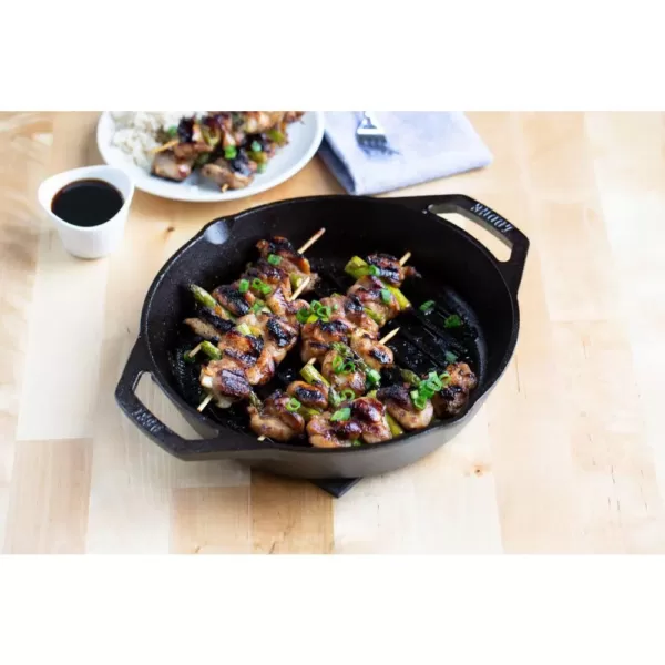 Lodge 12 in. Cast Iron Grill Pan in Black with Dual Handles