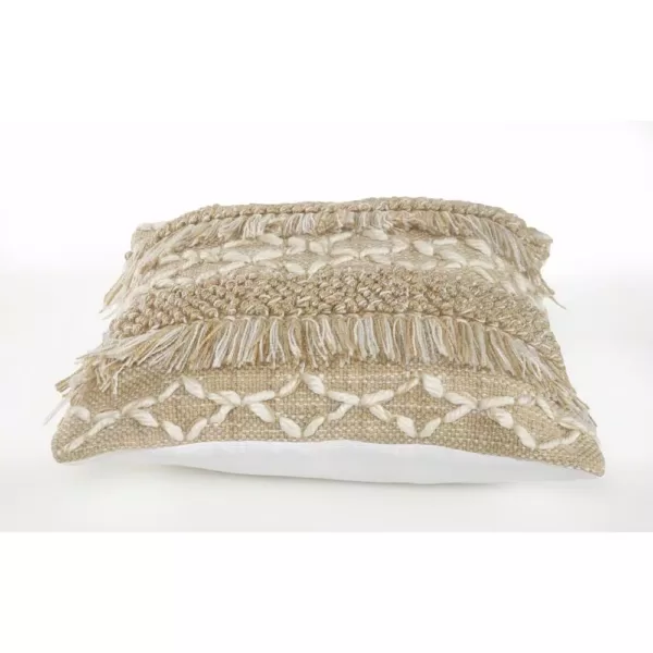 LR Home 20 in. x 20 in. Rustic Beige/White Neutral Fringe Geometric Standard Throw Pillow