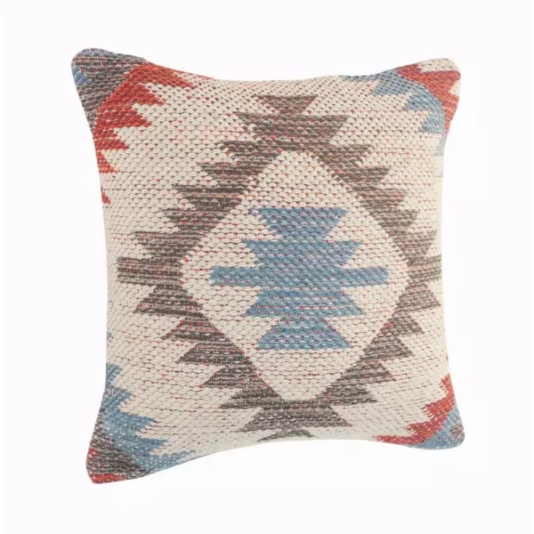 LR Home Country Red Blue Gray Southwest Cozy Poly-Fill 18 in. x 18 in. Throw Pillow