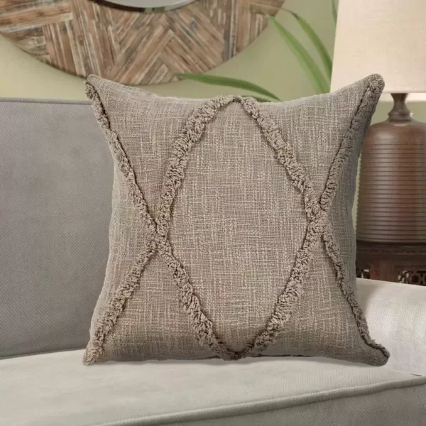 LR Resources Understated Taupe Solid Hypoallergenic Polyester 20 in. x 20 in. Throw Pillow