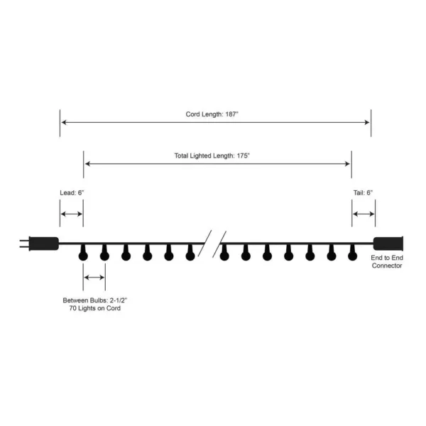 LUMABASE 70-Light LED Cool White Plastic Globe Electric String Light