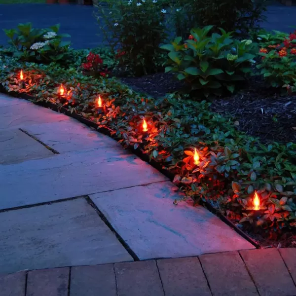 LUMABASE Electric Pathway Lights Flickering Orange (10-Count)