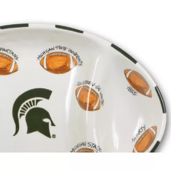 Magnolia Lane Michigan State Ceramic Football Tailgating Platter