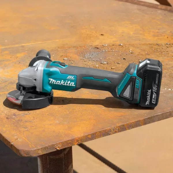 Makita 18-Volt 5.0Ah LXT Lithium-Ion Brushless 4-1/2 / 5 in. Cut-Off/Angle Grinder Kit with bonus 18V LXT Battery Pack 5.0Ah