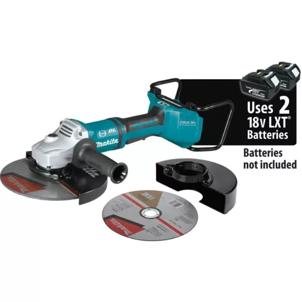 Makita 18-Volt X2 LXT Lithium-Ion 36-Volt Brushless Cordless 9 in. Cut-Off/Angle Grinder with Electric Brake and AWS Tool-Only