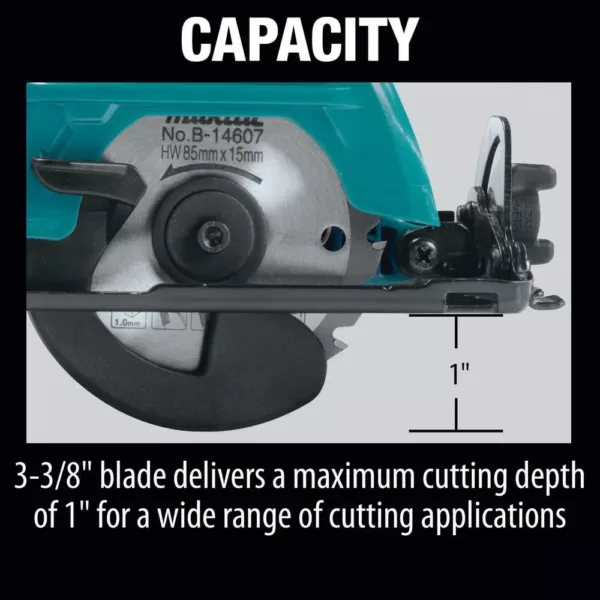 Makita 12-Volt Max CXT Lithium-Ion Cordless 3-3/8 in. Circular Saw Kit, Case (2.0Ah)