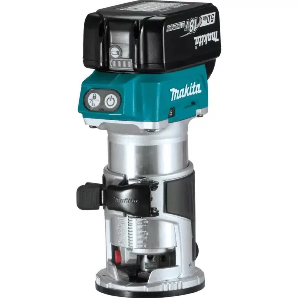 Makita 5.0 Ah 18-Volt LXT Lithium-Ion Brushless Cordless Compact Router Kit with Bonus Cordless Jig Saw