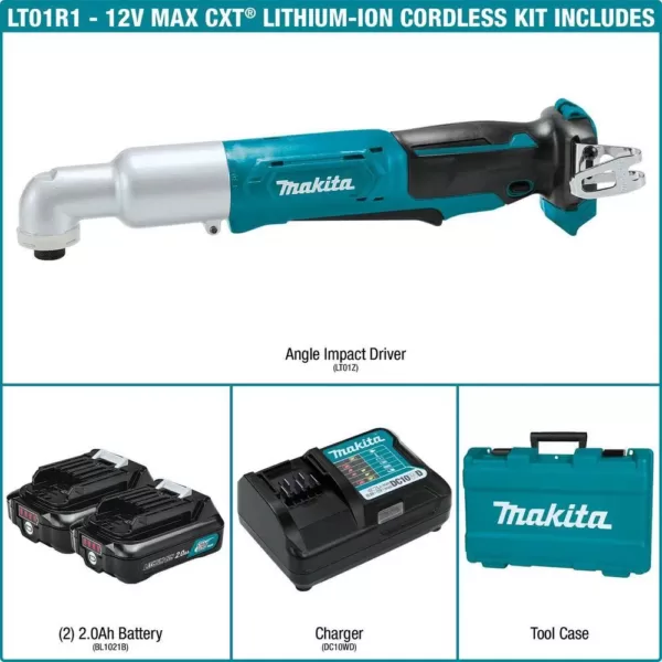 Makita 12-Volt MAX CXT Lithium-Ion Cordless Angle Impact Driver Kit 2.0Ah