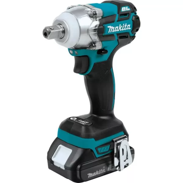 Makita 18-Volt LXT Lithium-Ion Compact Brushless Cordless 1/2 in. 3-Speed Impact Wrench Kit, 2.0Ah