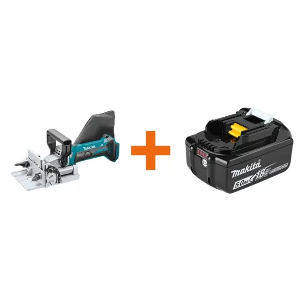 Makita 18-Volt LXT Lithium-Ion 0.75 in. Cordless Plate Joiner (Tool-Only) with bonus 18-Volt LXT Lithium-Ion Battery Pack 5.0Ah