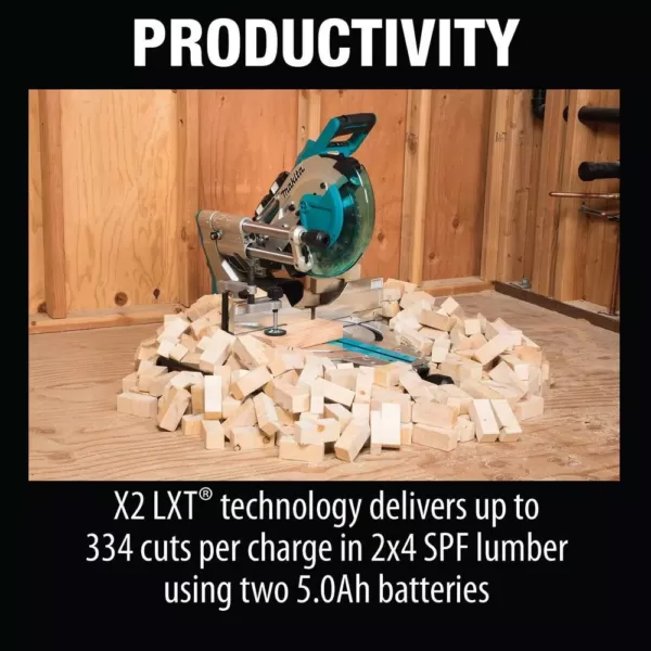 Makita 18-Volt X2 LXT Lithium-Ion 36-Volt Brushless Cordless 10 in. Dual-Bevel Sliding Compound Miter Saw Kit Laser 5.0 Ah