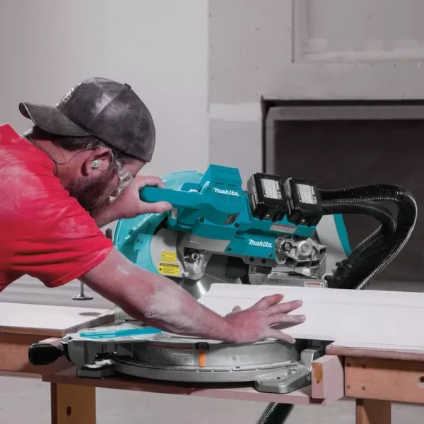 Makita 18-Volt X2 LXT Lithium-Ion 36-Volt Brushless Cordless 10 in. Dual-Bevel Sliding Compound Miter Saw Kit Laser 5.0 Ah