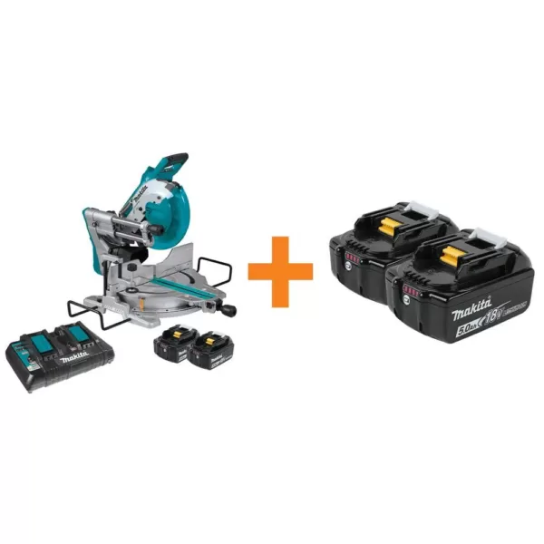 Makita 18V X2 LXT Lithium-Ion(36V) Brushless Cordless 10 in. Dual-Bevel Sliding Compound MiterSaw Laser w/BONUS 5.0Ah Batteries