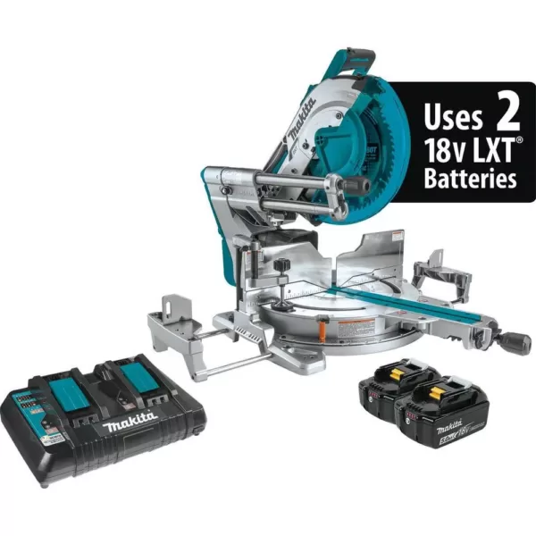 Makita 18-Volt X2 LXT Lithium-Ion (36-Volt) 12 in. Brushless Cordless Dual-Bevel Sliding Compound Miter Saw Laser Kit (5.0 Ah)